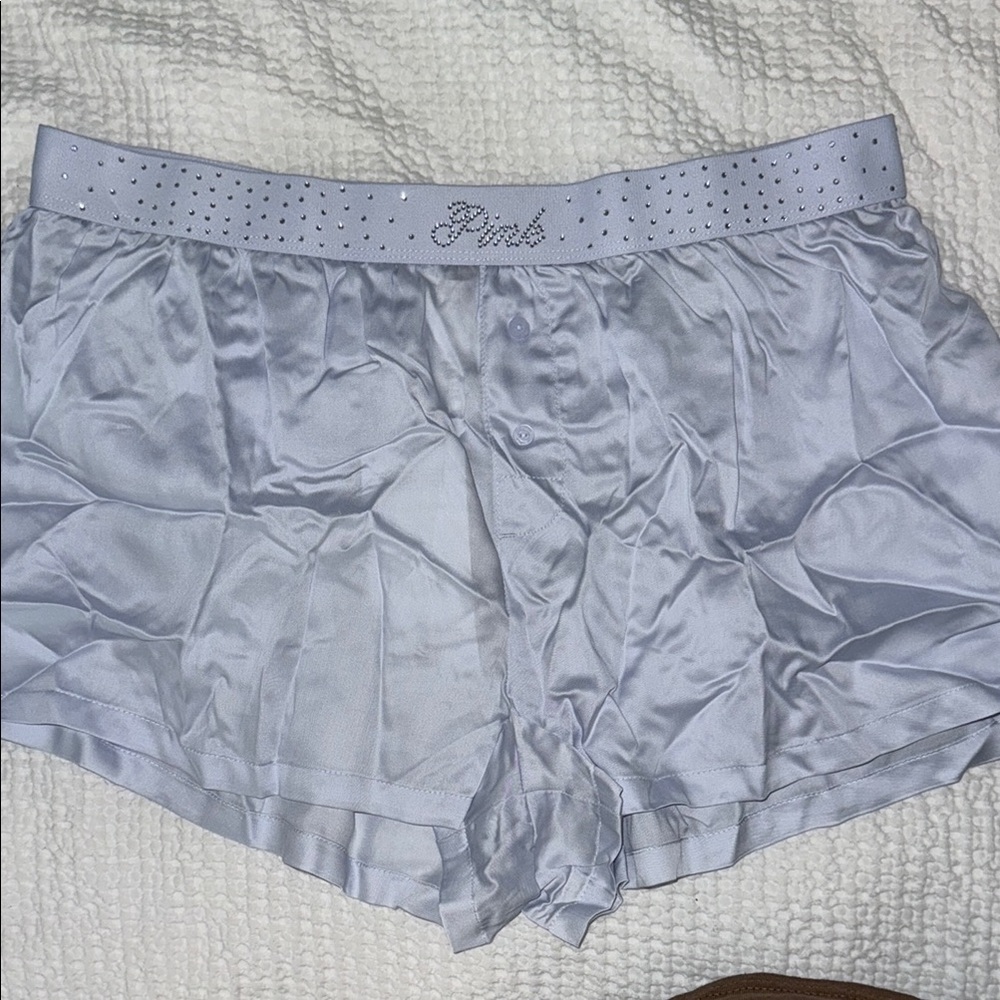 PINK Victoria's Secret Women's Satin Shorts - Silver